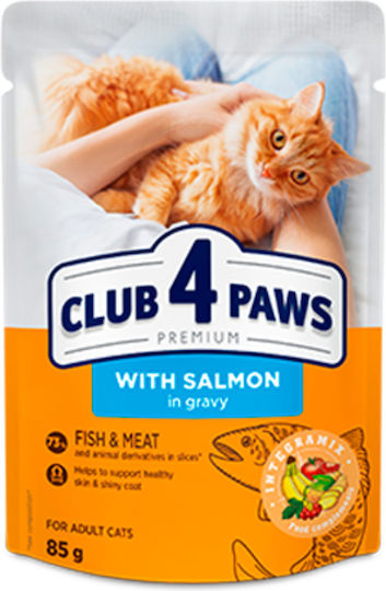 Club 4 Paws Premium Hrana Pentru Pisici Adulte În Pliculeț Cu Somon 85gr