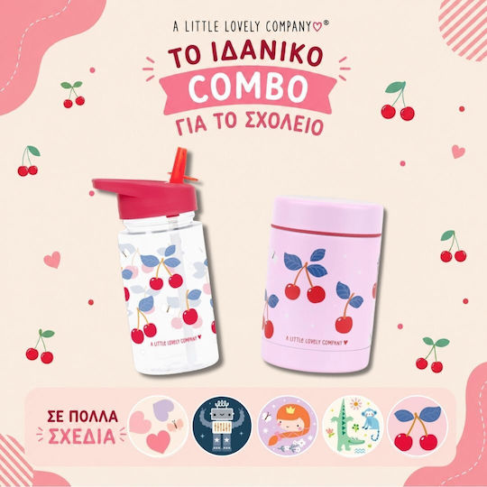 A Little Lovely Company Plastic Kids Water Bottle Thermos with Straw Non Spill Tritan 450ml
