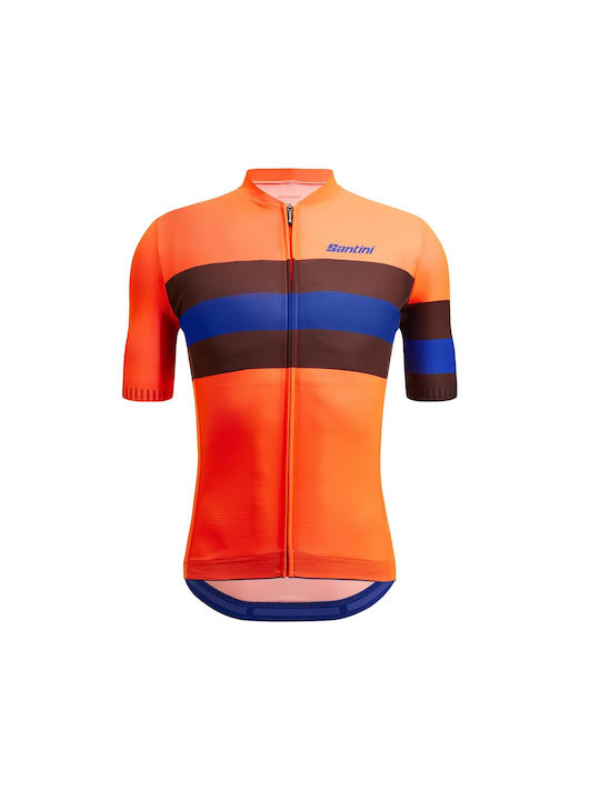 Santini Tricou De Ciclism Pentru Bărbați Cu Mâneci Scurte Portocaliu Santini Tricou De Ciclism Pentru Bărbați Cu Mâneci Scurte Portocaliu