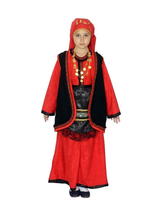 Traditionelle Kinderkostüm mit Porphyra mit Schal mit 2 Reihen Halskette