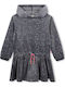 Mädchenkleid Samt Polka Dot Grau