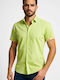 Short Sleeve Shirt in Narrow Fit Striped Green