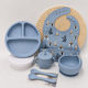 Emporio Collection Baby- und Kinder-Essgeschirr aus Silikon mit Rutschfester Basis Blau 6 Stück