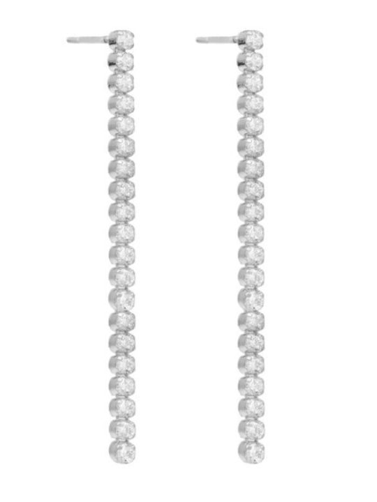 Victoria Cruz Silver Earrings with Stones