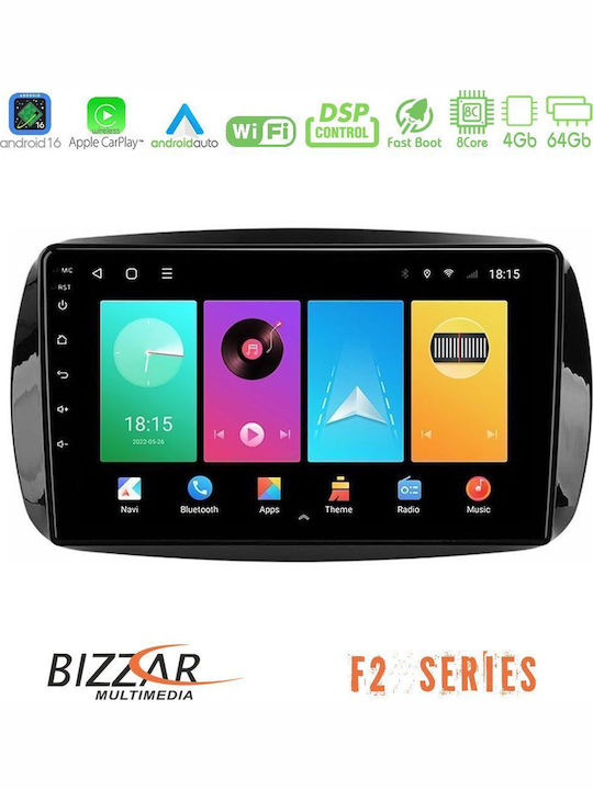Bizzar Auto-Audiosystem FürZwei 2015-2022 Bluetooth USB Eingebautes Wi-Fi GPS Apple CarPlay Android Auto Mit 9 Zoll Touchscreen