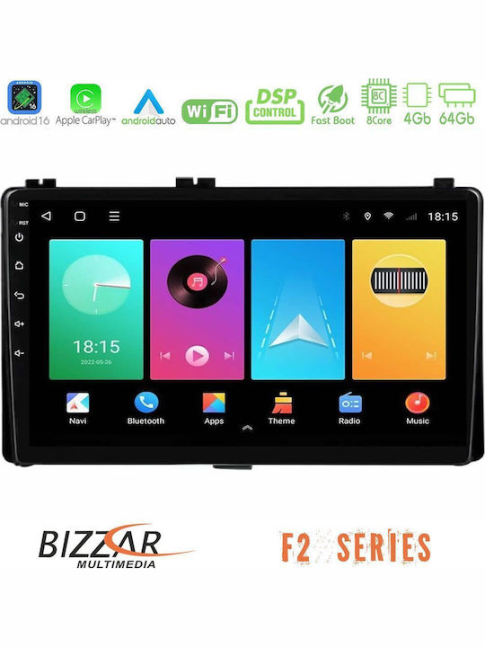 Bizzar Auto-Audiosystem für Toyota Corolla / Auris 2017-2019 mit Touchscreen 9" Bluetooth USB Wi-Fi GPS Apple CarPlay Android Auto