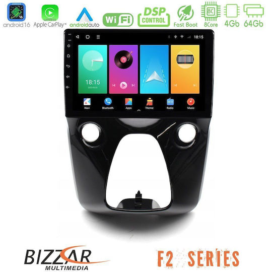 Bizzar Ηχοσύστημα Αυτοκινήτου για Peugeot 108 / 107 Toyota Aygo Citroen C1 (Bluetooth/USB/WiFi/GPS/Apple-Carplay/Android-Auto) με Οθόνη Αφής 10"