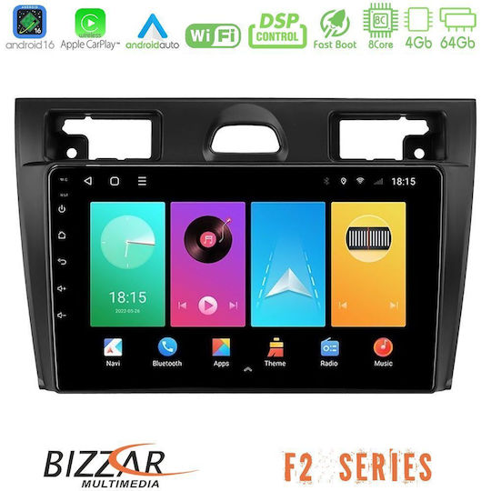 Bizzar Ηχοσύστημα Αυτοκινήτου για Ford Fiesta / Fusion 2025-2026 (Bluetooth/USB/WiFi/GPS/Apple-Carplay/Android-Auto) με Οθόνη Αφής 9"