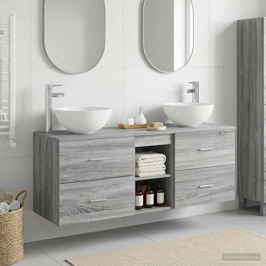 vidaXL Badezimmer Waschtisch-Einheit M49.5xB35xH63cm Grau Sonoma