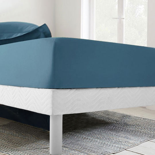 To megalo pazari Il-line Cearceaf De Pat Semi-dublu Cu Hugger Din Cauciuc 120x200+30cm Albastru