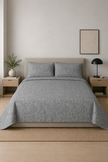 Lunora Подредба Чаршафи с 1 Калъфка Единичен 170x260см Сив (2 Бройки)