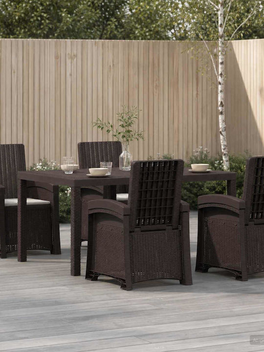 Garden Outdoor Dining Set 5 Pieces Brown and Li...