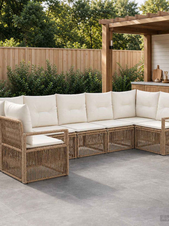Colțar De Exterior Din Rattan Cu Perne 61x62x70cm