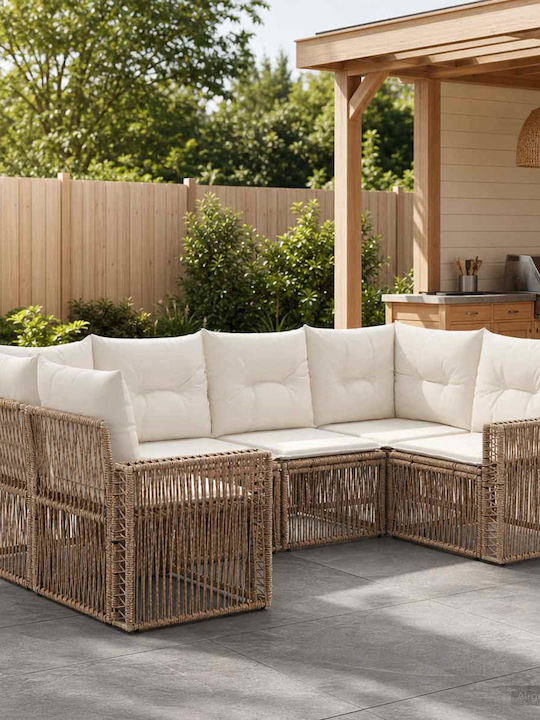 Canapea De Colț De Exterior Din Rattan Cu Perne 65.5x62x70cm