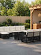 Garten- und Outdoor-Möbelsets Wohnzimmer Typsatz 11 Stück Schwarz mit Kissen