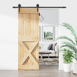 Vidaxl Συρόμενη Πόρτα Φυσικό Μαύρο 70 X 210 Cm