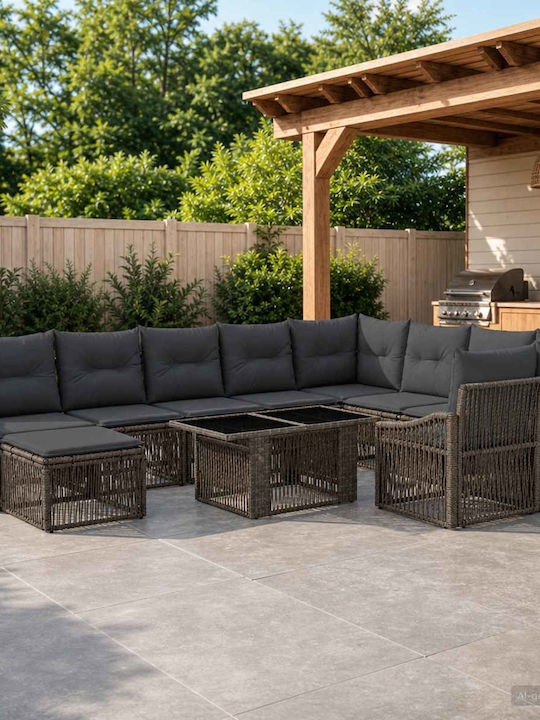 Garten- und Outdoor-Möbelset 11 Stück Grau und ...