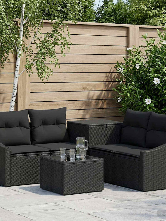 Set Camera De Zi Exterior 6 Piese Negru Cu Perne
