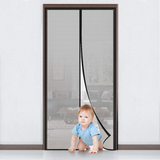 Door Mosquito Net with Magnetic Clasp Black 220x120cm