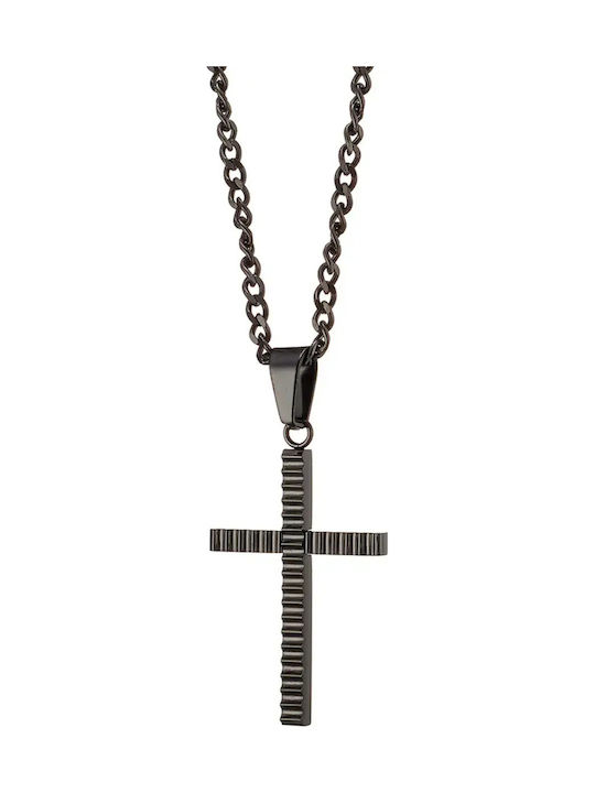 Bode Crucifix Negru Pentru Bărbați Din Oțel Cu Lanț
