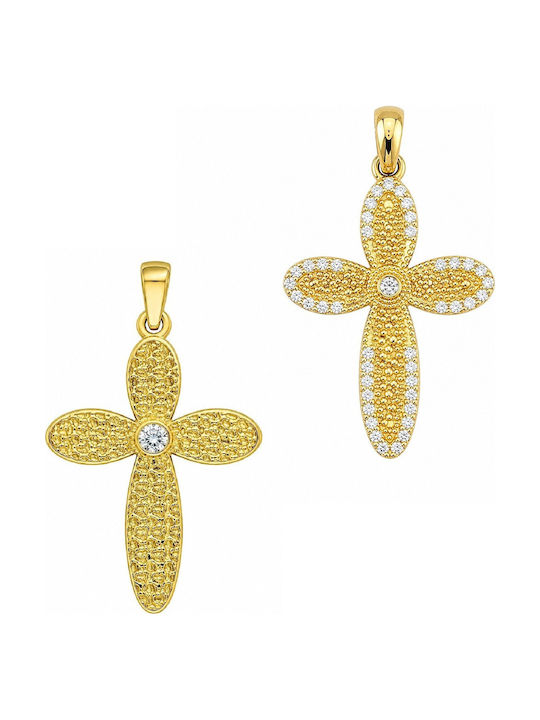 Senzio Belibasakis Women's Gold Cross 9K Double Sided Without Chain