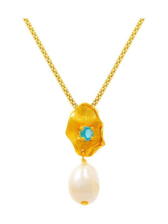 Bizoutaki Necklace From Gold Plated Silver Blue