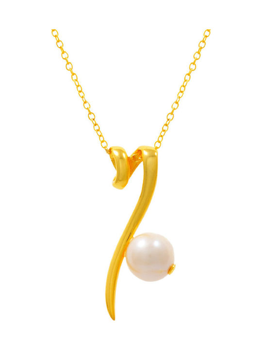 Bizoutaki Necklace From Gold Plated Silver With Pearls