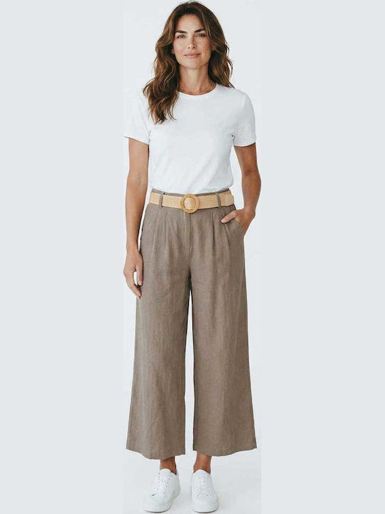 Damenhose mit Gummiband in lockerer Passform Braun