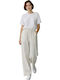 Damen Leinen Pantaloona mit Gummiband in Lose Passform Beige
