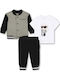 Kids Sweatpants Set With Jacket Khaki/White/Black 3 Pieces