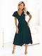 Summer Midi Dress for Wedding / Christening Green