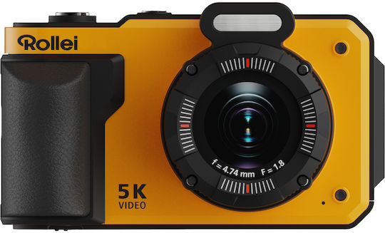 Rollei Sportsline 64 Pro Cameră de Acțiune 5K Subacvatică cu Ecran 2.88" Galbenă