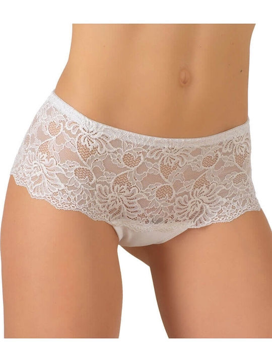 Jadea Boxer pentru femei cu dantelă alb