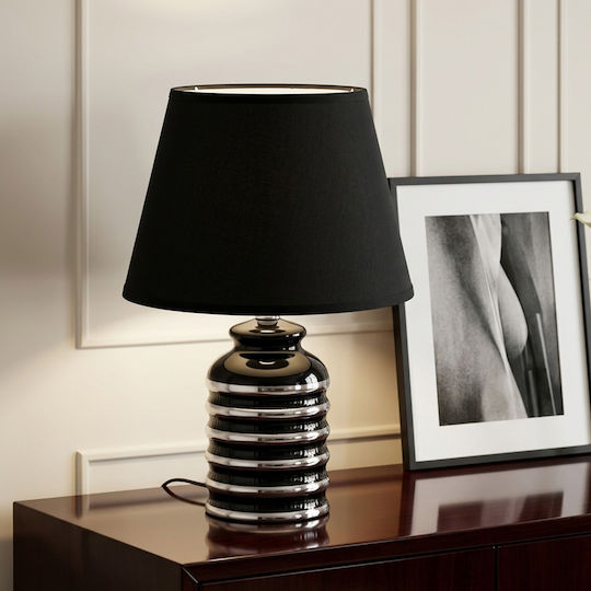 Keskor Ceramic Table Lamp for E14 Socket with Black Shade and Base