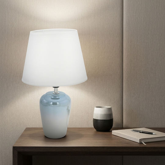 Keskor Lămpi de Masă Ceramică pentru Dulie E27 cu Abajur Albastru Deschis și Bază