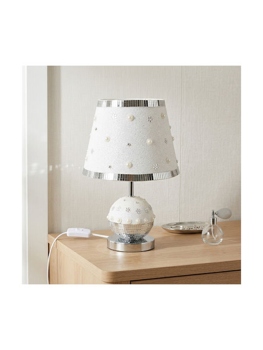 Keskor Ceramic Table Lamp for E14 Fitting with White Shade and Base