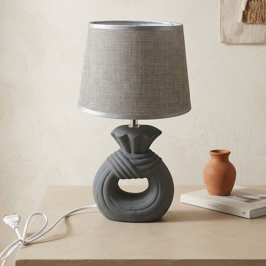 Keskor Ceramic Table Lamp for E27 Socket with Grey Shade and Base