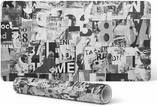 Protective Decorative Desk Mat Letters Numbers Collage 90x45 Cm