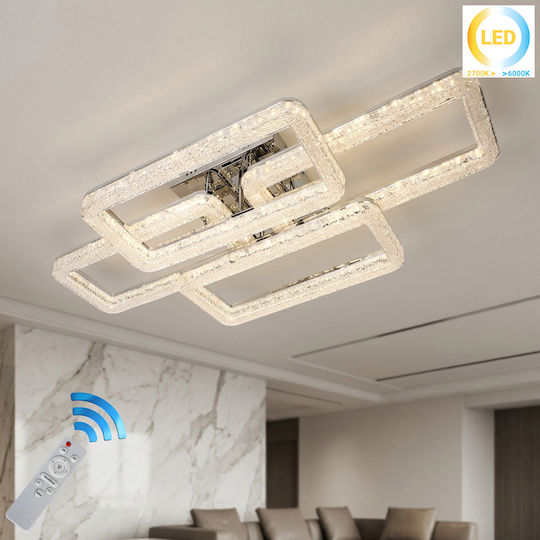 Keskor Plafonieră de Tavan 80cm Argintie cu LED Integrat