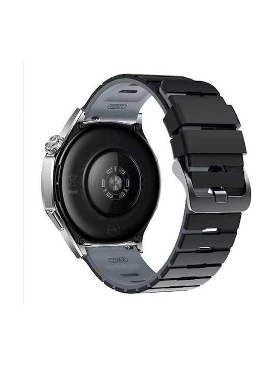Силиконова Кайшка Hybrid OnePlus Watch 2R 47mm/OnePlus Watch 2 47mm Черно Сива