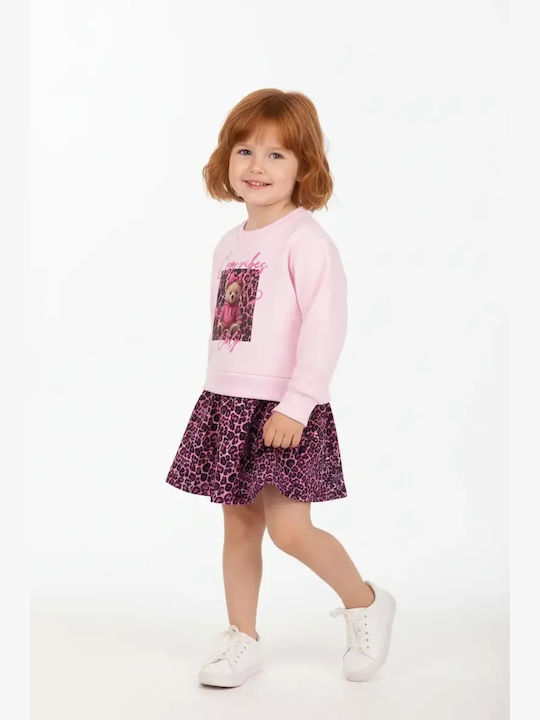 Joyce Mädchenkleid Langärmelig Samt Set aus 2 m...