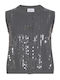 Sleeveless Women's Cardigan with Buttons Grey