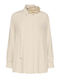 Long Sleeve Women's Silky Shirt Beige