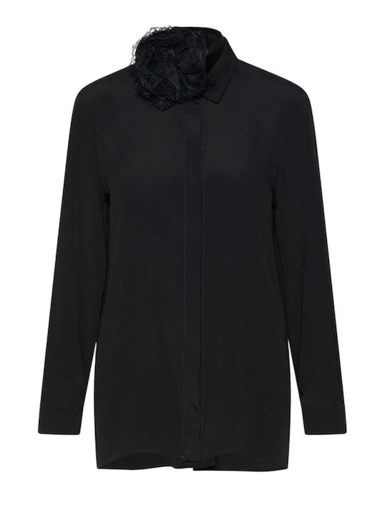 Marella Long Sleeve Women's Silky Shirt Black