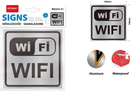 Αυτοκόλλητη Πινακίδα Αλουμινίου Wifi Ασύρματου Δικτύου 14x14cm 333-31