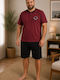Rimoli Plus Size Summer Men's Cotton Pyjamas Burgundy