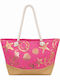 Strandtasche Aus Korbweide Mit Kulturtasche Rosa