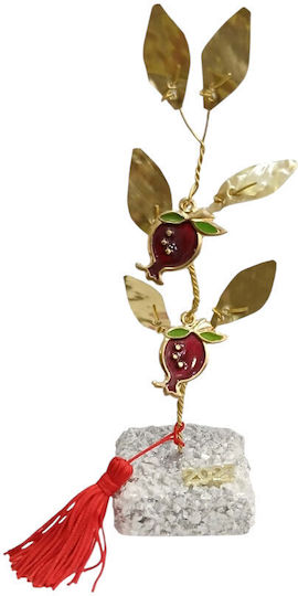 Kalliopi Silver Επιτραπέζιο Γούρι Ρόδι Μπρούτζινο από Πέτρα 2027 5x5cm