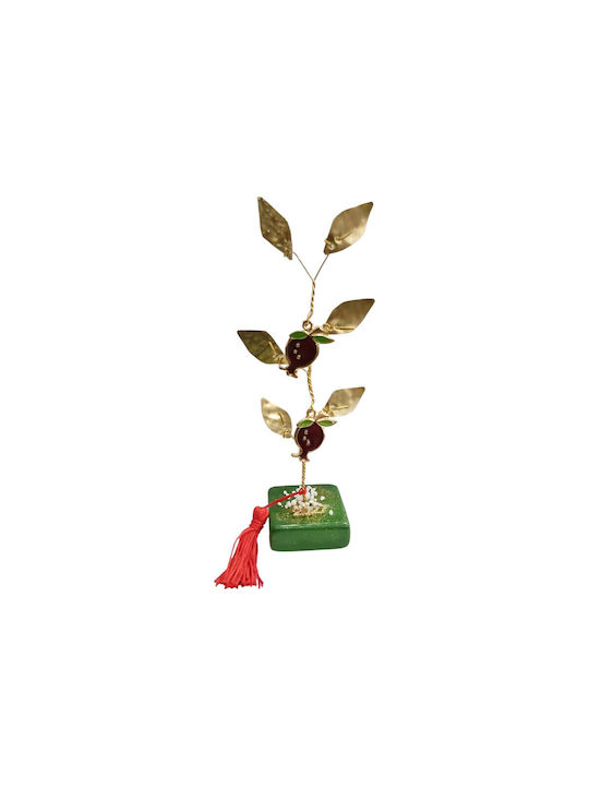 Kalliopi Silver Tabletop New Year's Lucky Charm Green Pomegranate Made of Stone 2027 5x5cm