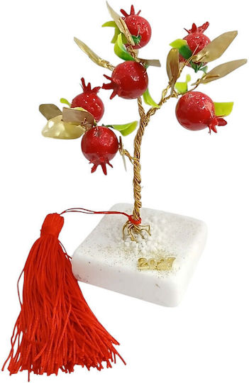 Kalliopi Silver Tabletop New Year's Lucky Charm Pomegranate Bronze Stone 2027 7x7cm